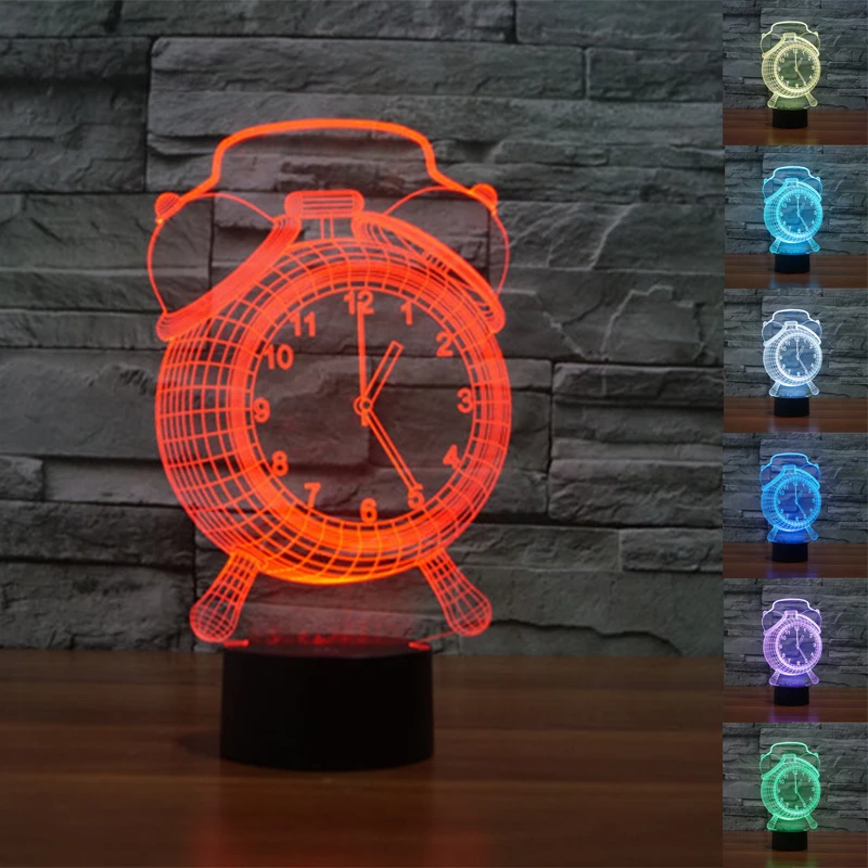

USB Colorful Alarm Clock 3D Table Lamp Luminaria LED Night Lights Remote Control Decorative Lighting Atmosphere Lamp Great Gift