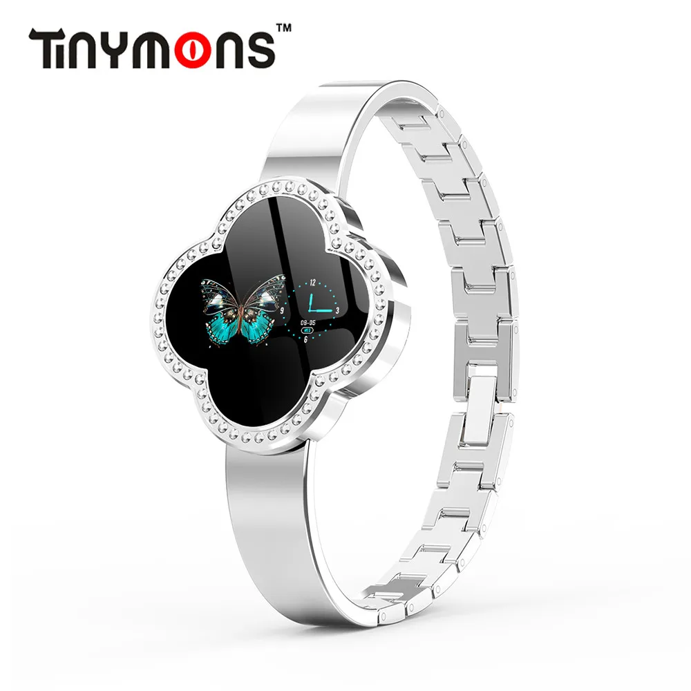 Tinymons S6 женские умные часы 0 96 дюйма монитор пульса водонепроницаемый стальной