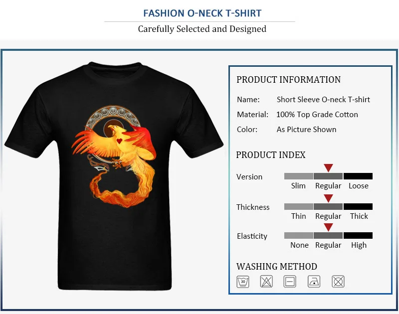 Phoenix Heart T Shirt Short Sleeve Casual Fashion Men Summer Fall Tops & Tees Casual Tee-Shirt Round Collar 100% Cotton Fabric Phoenix Heart