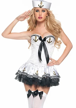 И розничная ; повязка с Лидер продаж пикантные Матрос Хеллоуин костюм военно-морская форма Косплэй со шляпой на Хэллоуин Fantasia