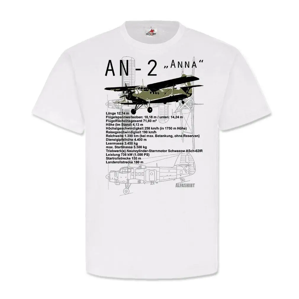 Повседневная футболка для мужчин An-2 Russischer Doppeldecker Flugzeug Anna Technische Date T shirt #19961 Make Shirts