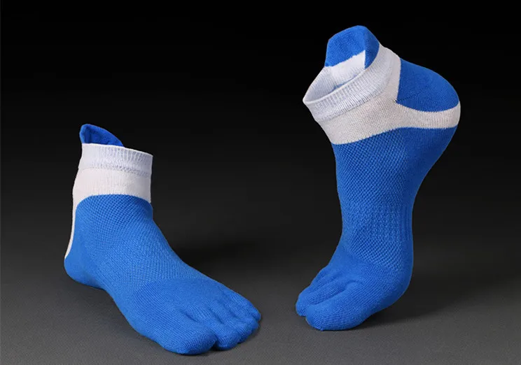 3 пары/партия, мужские спортивные носки, дышащие носки с пальцами, хлопковые носки с пятью пальцами, дезодорирующие носки - Цвет: Blue