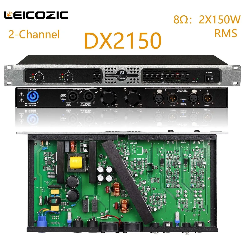 Leicozic DX2150 1u усилители класса d усилитель 250 Вт rms усилители Профессиональное аудио цифровой усилитель мощности аудио DJ оборудование живой звук