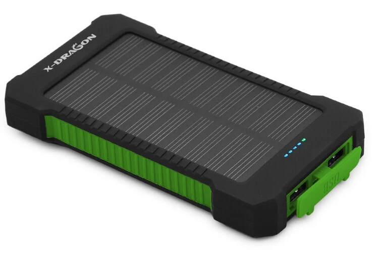 10000 мАч Солнечный внешний аккумулятор портативное солнечное зарядное устройство аварийный внешний аккумулятор водонепроницаемый для мобильного телефона iphone samsung - Цвет: Зеленый