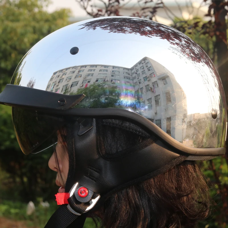 

Free Shipping German casco CHROME mirror motorcycle helmet summer half face Motorcycle helmet female motorcycle helmet DOT
