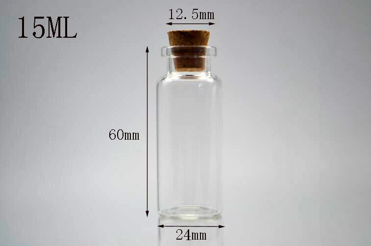 

50pcs 24*60mm Mini Clear Glass Bottle Vials Empty Sample Jars test tube with Cork Stopper Message Vial Weddings Wish Bottle gift