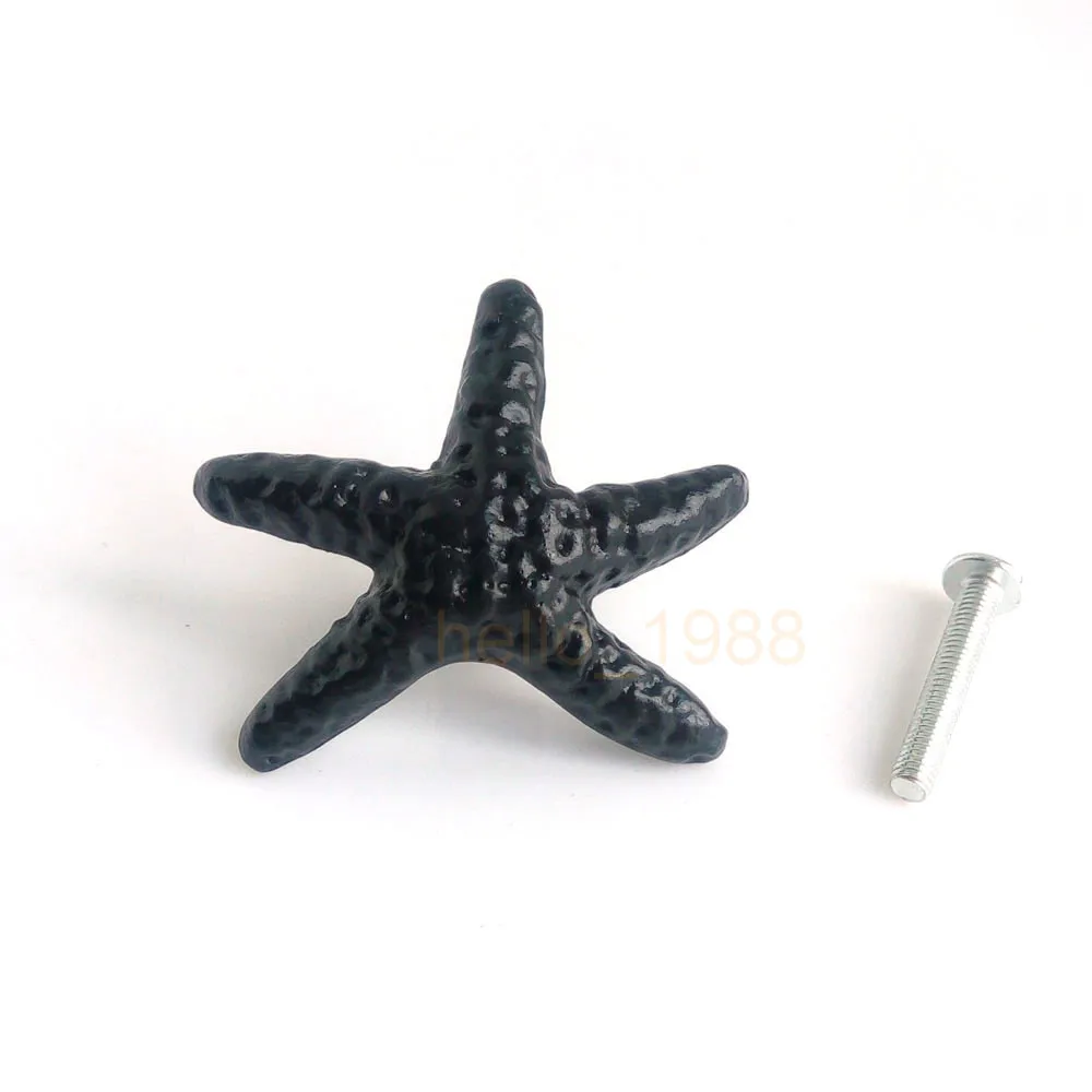 1pc Antique Starfish Sea Star Black Cabinet Knob Furniture Drawer