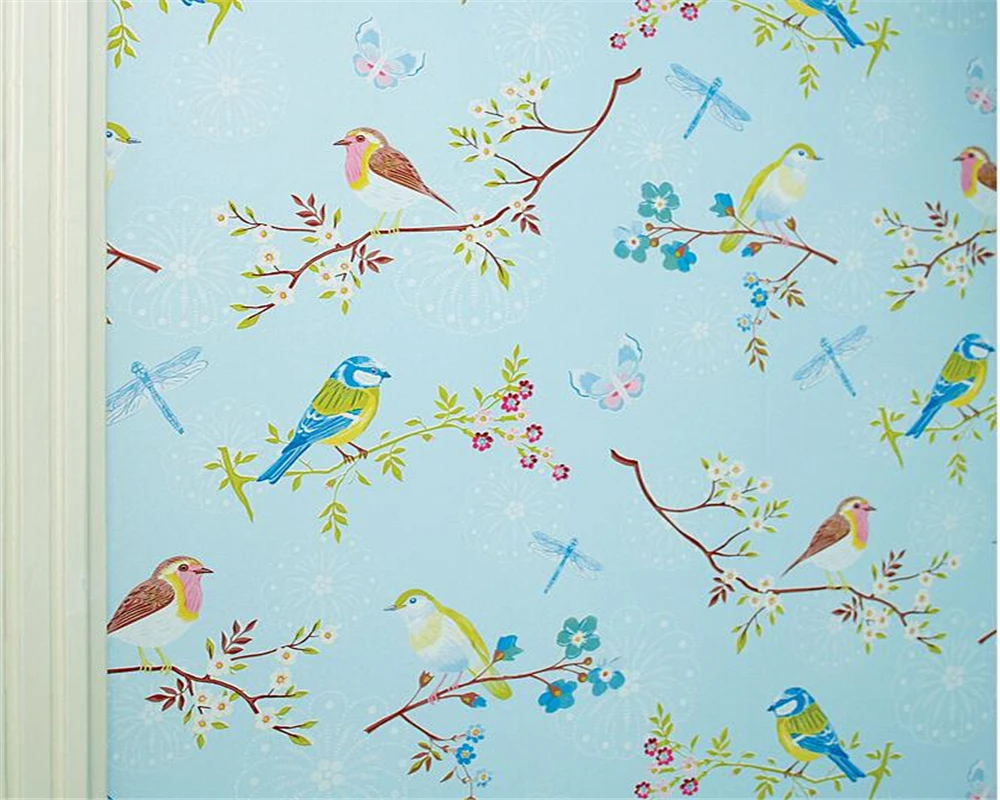 

papel de parede High quality wallpaper roll flower bird butterfly bedroom tv background restaurant aisle wallpaper 10m Beibehang