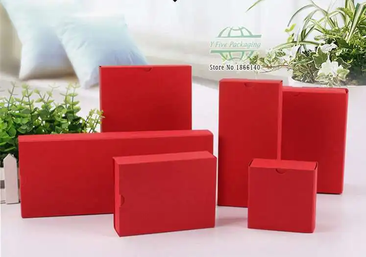 

10 Size Red Color Drawer Paper Box Handmade Soap Party Gift Craft Packaging Blank Red Cardboard Boxes 100pcs\lot Free shipping