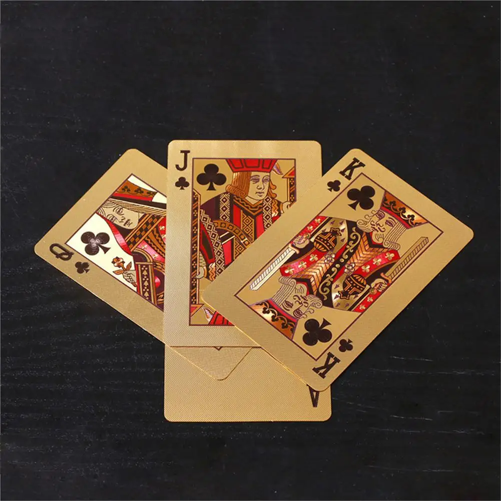 Золотые игральные карты Палуба из золотой фольги Набор для игры в покер волшебные карты 24 К золото пластиковые фольги Pokers прочный