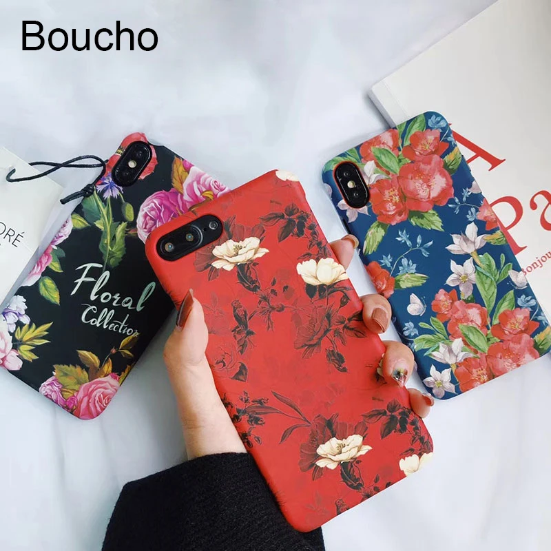 Boucho жесткий Пластик чехол для iphone X Винтаж розы цветы цветочный узор телефон