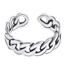 Retro 925 Sterling Silver Ring For Women Men Cuban Chain Ring Punk Open Finger Ring Fashion Sterling Silver Jewelry Retro 925 Sterling Silver Ring For Women Men Cuban Chain Ring Punk Open Finger Ring Fashion Sterling Silver Jewelry