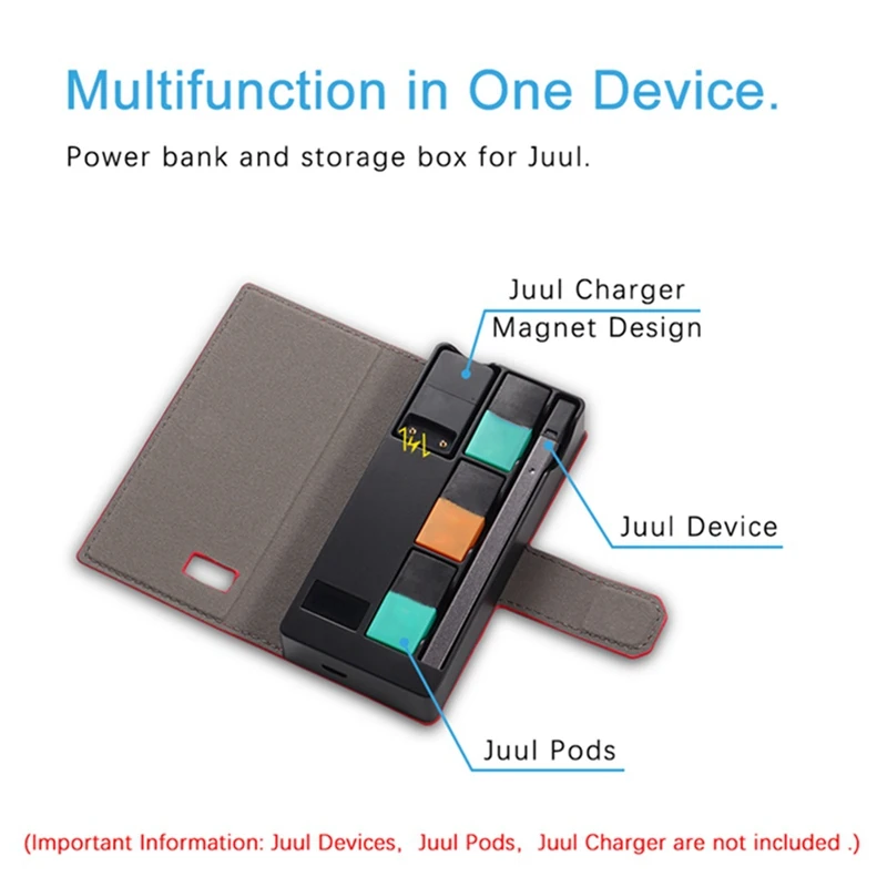 Зарядка для электронной сигареты мобильный зарядный Pods футляр для хранения Универсальный совместимый для JUUL
