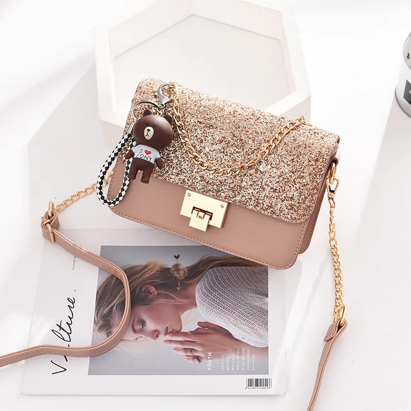 Женская сумка 2018 весна лето пайетки маленькая квадратная Корейская версия