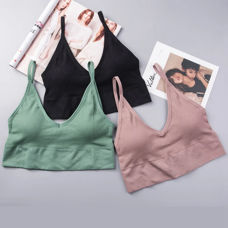

2019 Women active bras Fitness Running underwear ladies sexy lingerie seamless deep V bra female casual bralette brassiere F1