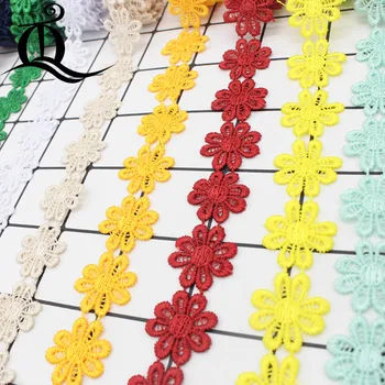 

mixde 12 colors 1 yard high quality embroidered colorful daisy flower lace trim sewing crafts women child cloth scrapbooking DIY
