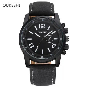 

2017 New Men Watch Top Brand Luxury OUKESHI Fashion men military Sport Waterproof Quartz-Watches Clock Leather Wristwatches O37