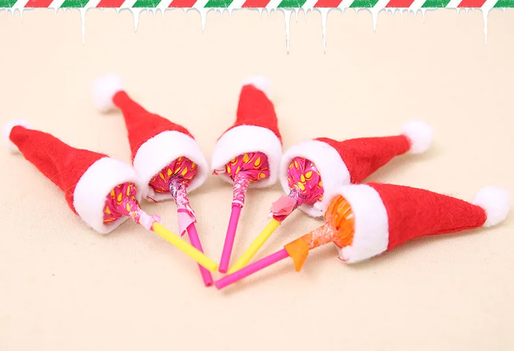 

4*7 cm wholesale christmas day decoration mini lollipop sleeve hat bag