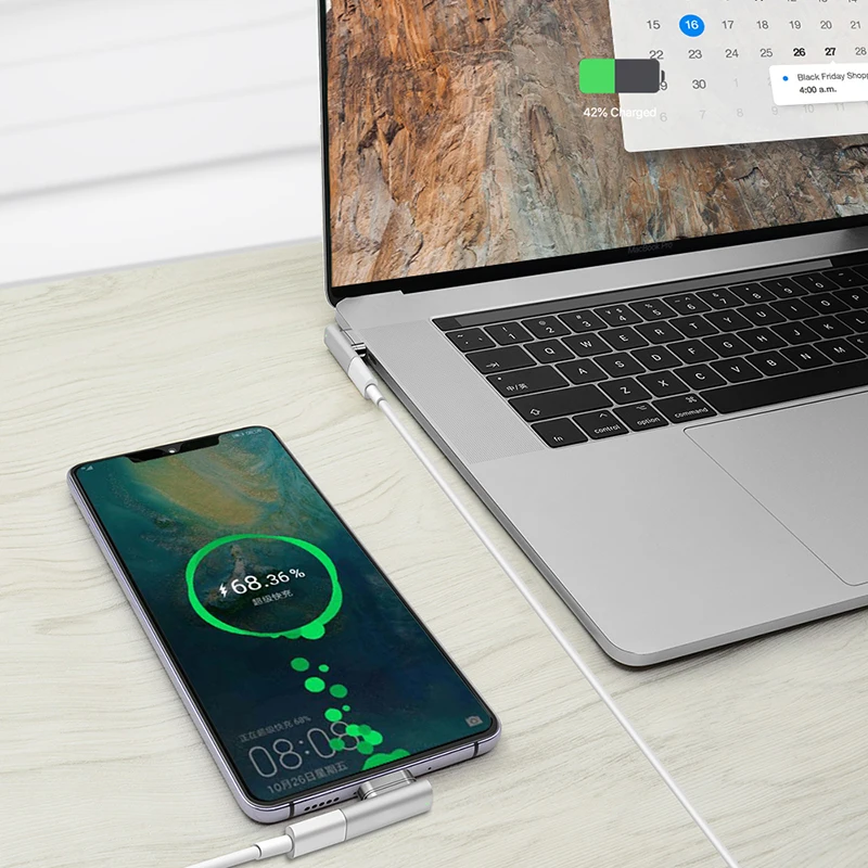 Магнитный usb type-C адаптер USB 3,1 с прямым углом 10 ГБ/сек. PD 100W быстрая зарядка Совместимость с MacBook Pro/Pixelbook/Matebook