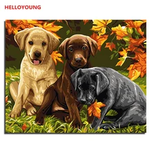 Группа собак DIY Ручная роспись цифровая печать масляной картины живопись по номерам Масляные картины китайские картины-свитки украшение дома
