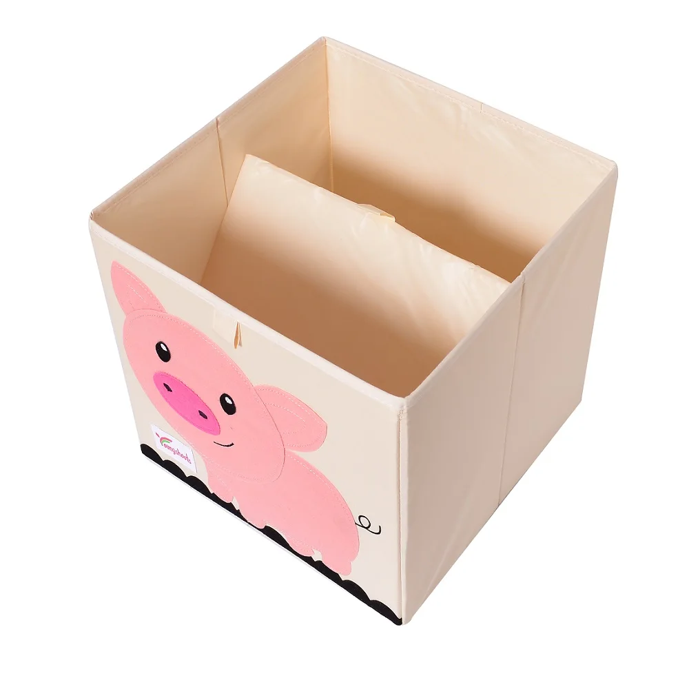 New 3D Cartoon Animal Embroidery Folding Storage Box Washed Oxford Cloth Wardrobe storage bag kid toys organizer 33*33*33CM bins