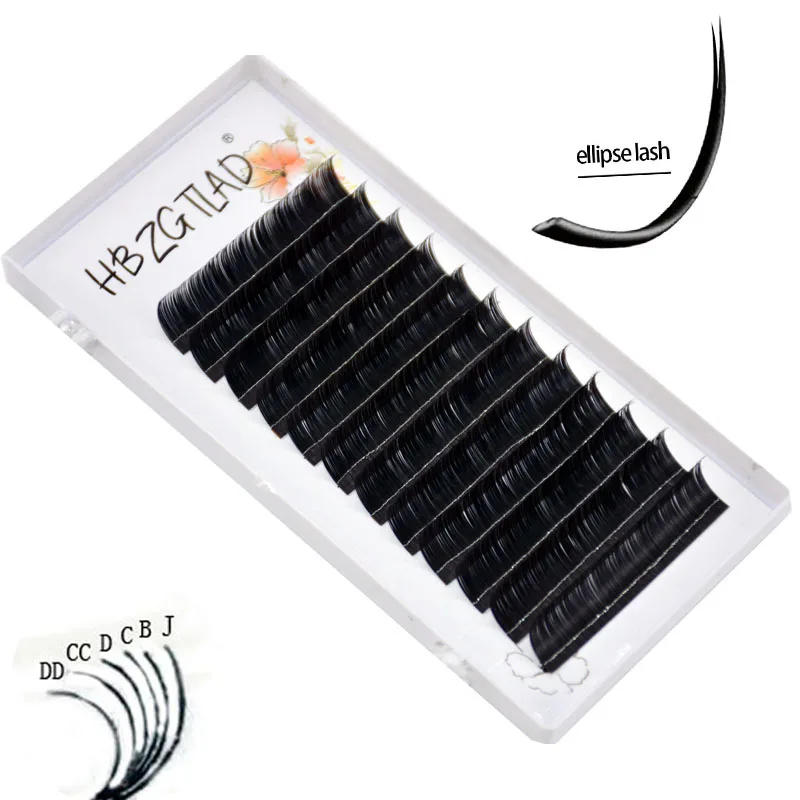 

Individual False Flat Lashes Mink Ellipse eyelashes Eyelash Extension Natural Extensions highly Soft Split-tip for Professionals