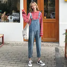 Новинка года; Лидер продаж; Корейская версия; сезон весна-лето; женские джинсы с когтями; повседневные свободные ковбойские комбинезоны в стиле ретро; потертые джинсы