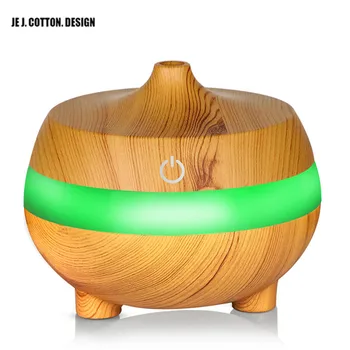 

JE J. COTTON. DESIGN Air Humidifier USB Aroma Diffuser Oil Essential 300ML 7Color LED Lights Wood Grain Ultrasonic Humidifier