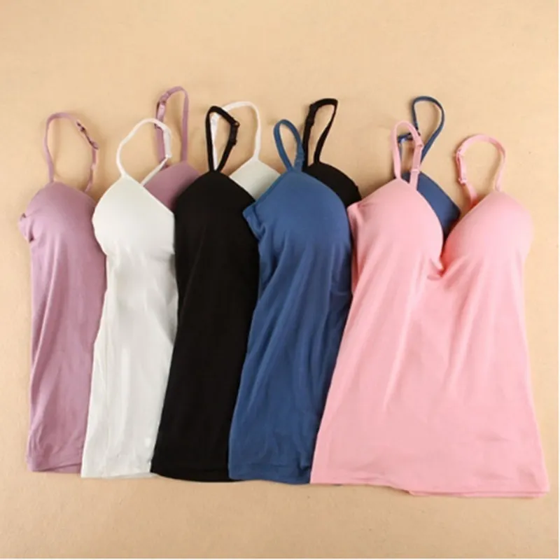 long camisole New Summer Women Tank Tops Sexy V-Neck Padded Tanks Tops Strap Camisole Vest Solid Sexy Women Tops lace camisole