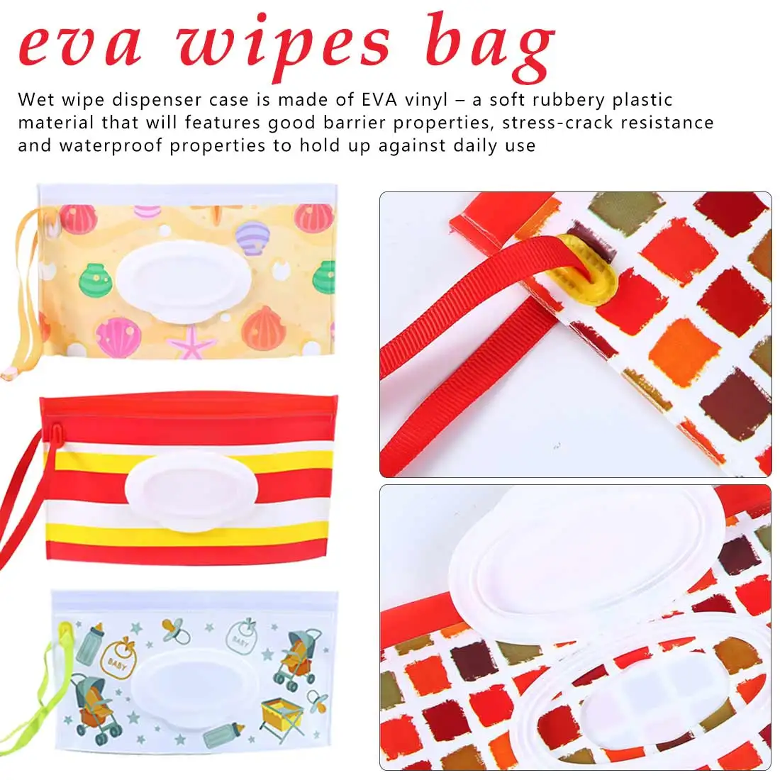 

Refillable Portable Reusable Wet Wipes Bag Clamshell Cosmetic Pouch Clutch and Clean Easy-carry Wipes Container Tissue Boxes