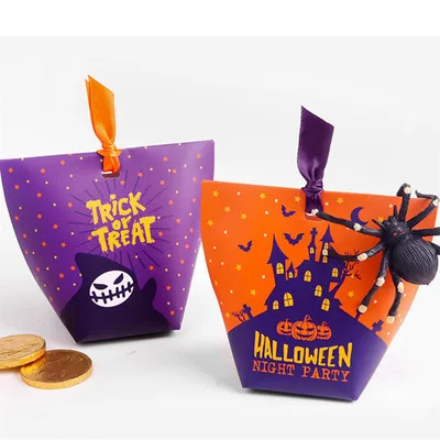 Free Shipping 20 X Halloween Candy Box With Ribbon Halloween Party Gift Bag