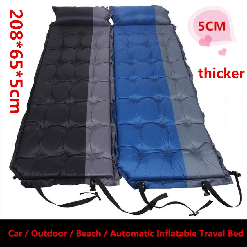 

car Automatic Inflatable Sleeping Pad Camping Mat Self Inflating Splicing Thick Travel Air Mattress Tent Bed With Pillow