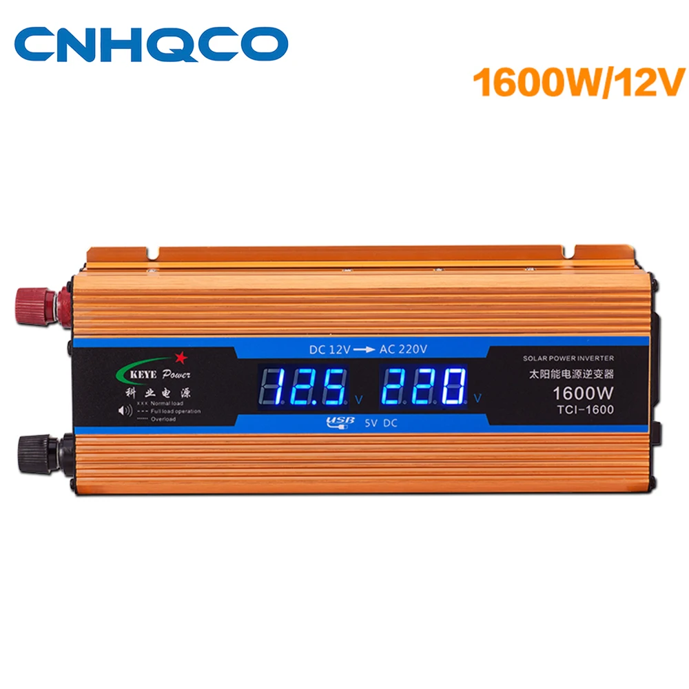 

Solar Power Inverter DC 12V to AC 220V 1600W Power Suppl Converter USB Adapter On-board Charger AE178