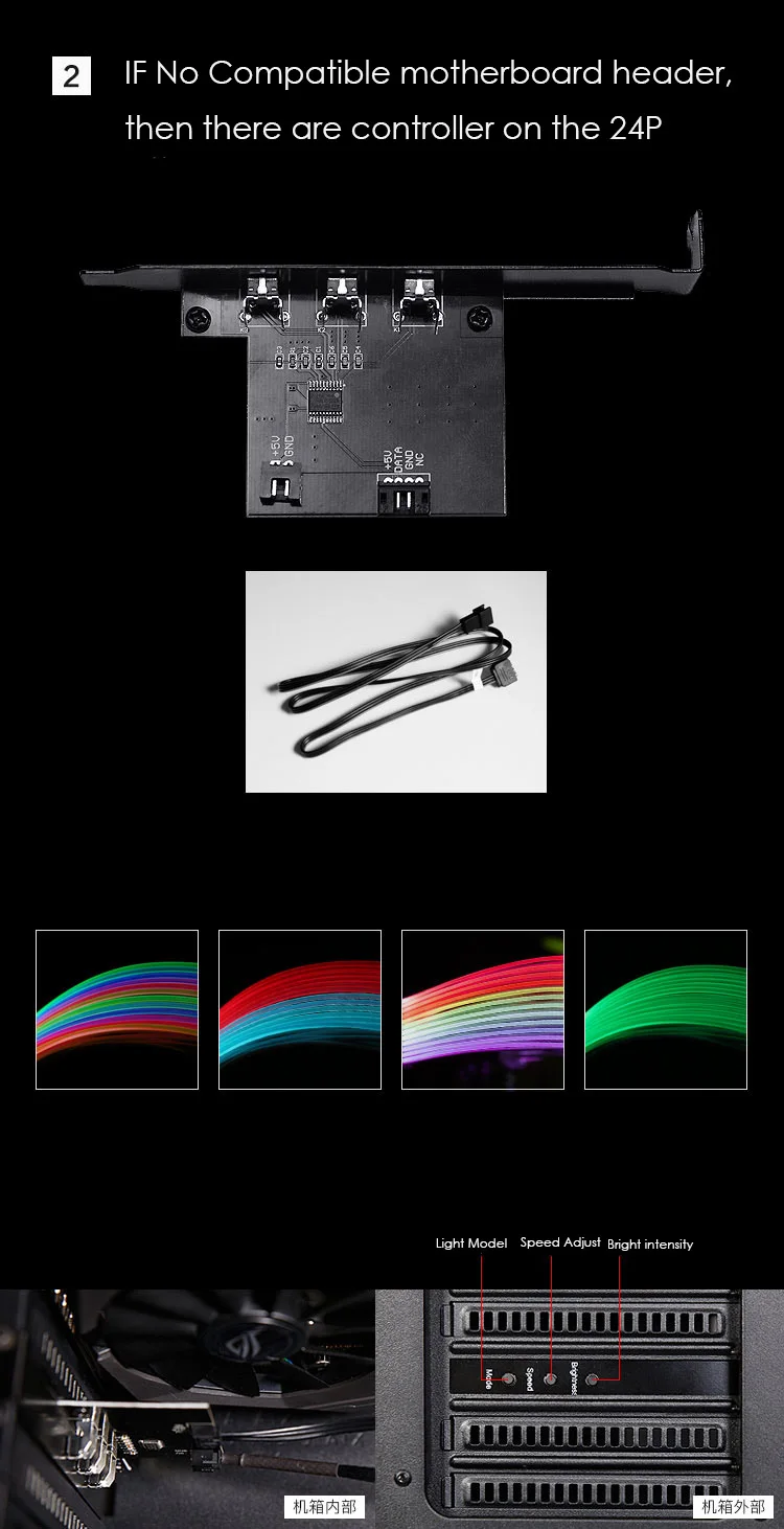 Bykski LIANLI Rainbow color 24Pin удлинитель материнской платы, 8PIN+ 8PIN GPU удлиненный светильник, Поддержка синхронизации материнской платы B-LL