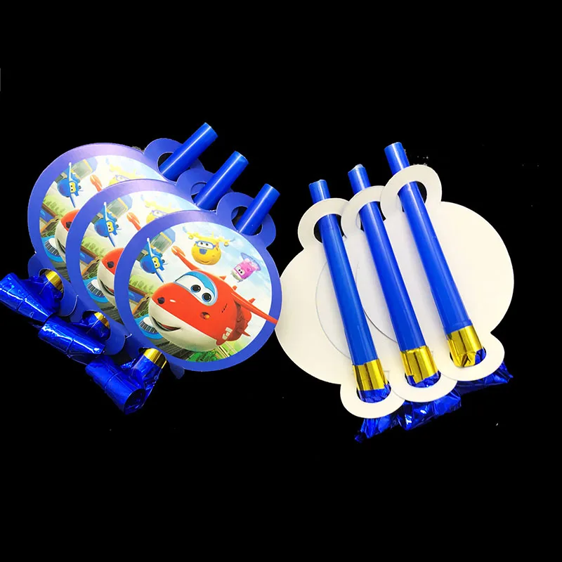 

6pcs/lot Super Wings theme blowouts baby shower birthday party decorations Plane theme noise maker