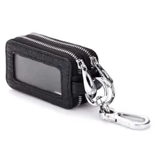 Genuine Leather Car Key Wallets Men Key Holder Housekeeper Keys Organizer Women Keychain Double Zipper Key Case Bag B0187