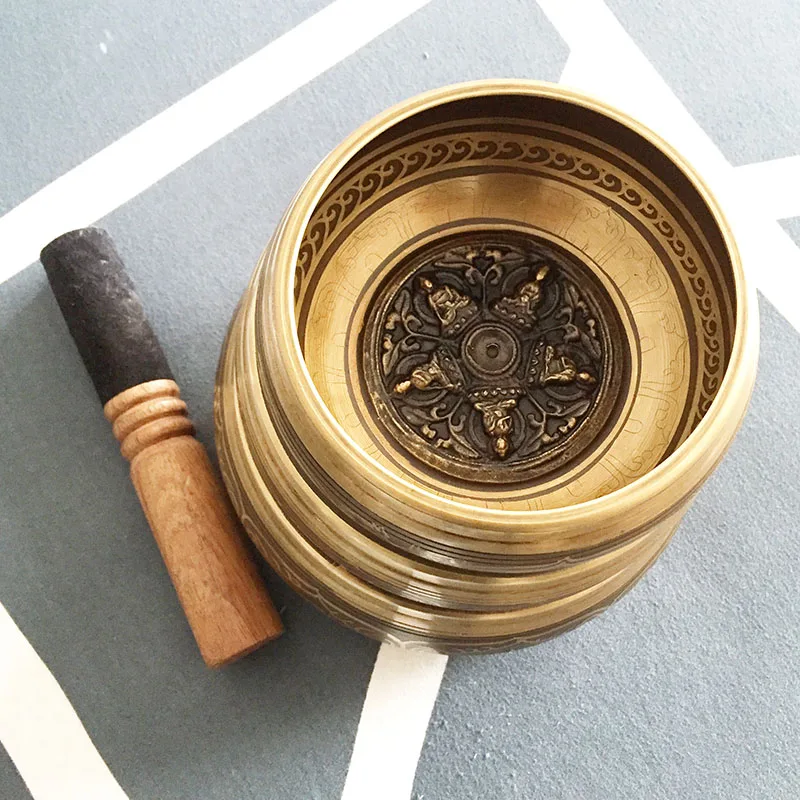 

New Arrival Himaliyan Religious Handmade Buddhism Tibetan Chakra Singing Bowl with Mallet and Cushion
