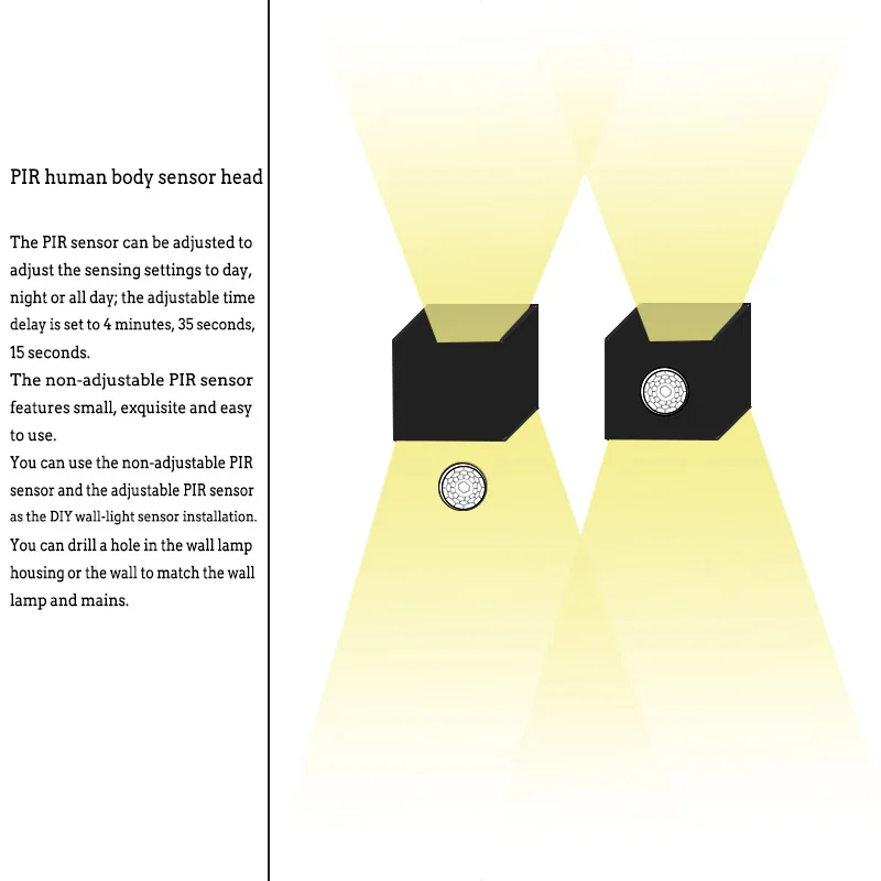 20 мм 24 мм 40 мм Инфракрасный датчик движения человека Регулируемый режим угол ИК-детектор для Светодиодный светильник наружного освещения