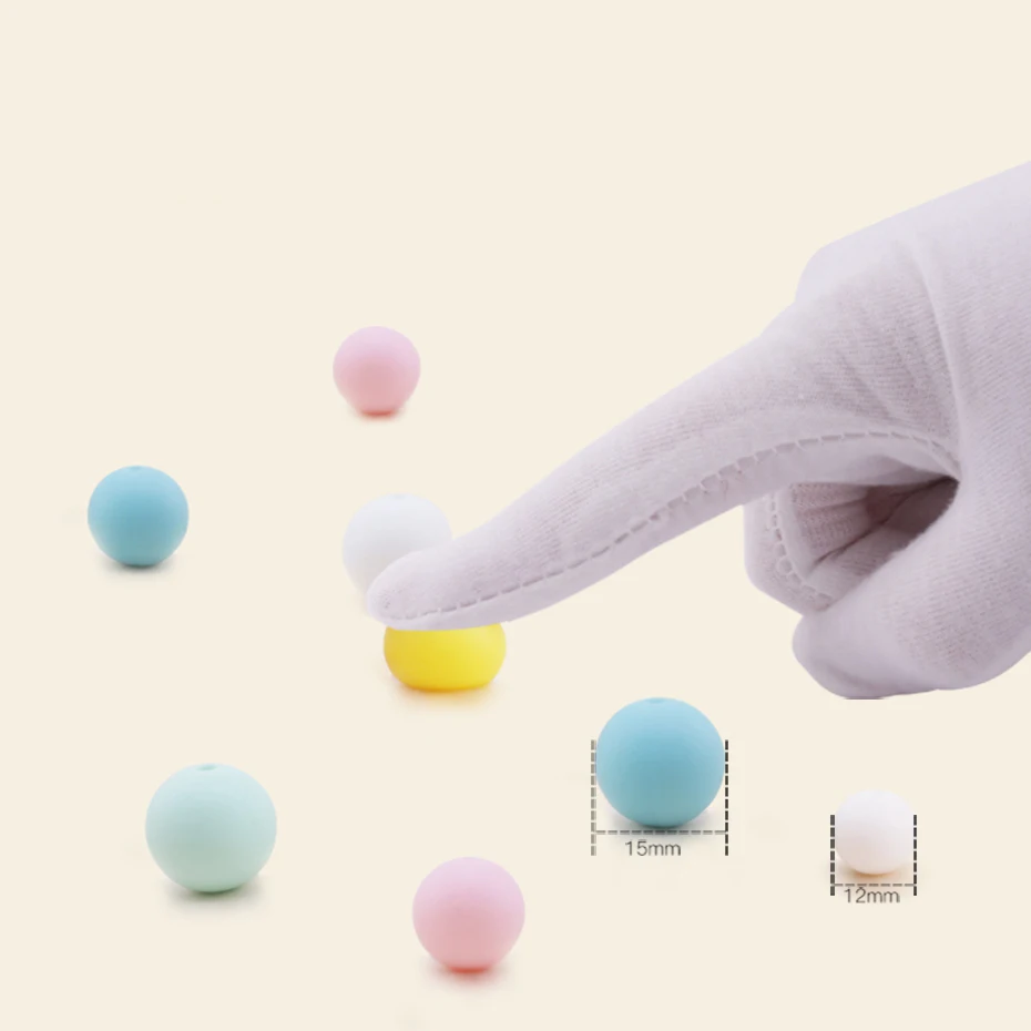 Bopoobo 12mm Silicone Beads 9mm 30pc Beads Food Grade Baby Teething Beads DIY Nursing Bracelet Silicone Tiny Rod Baby Teether