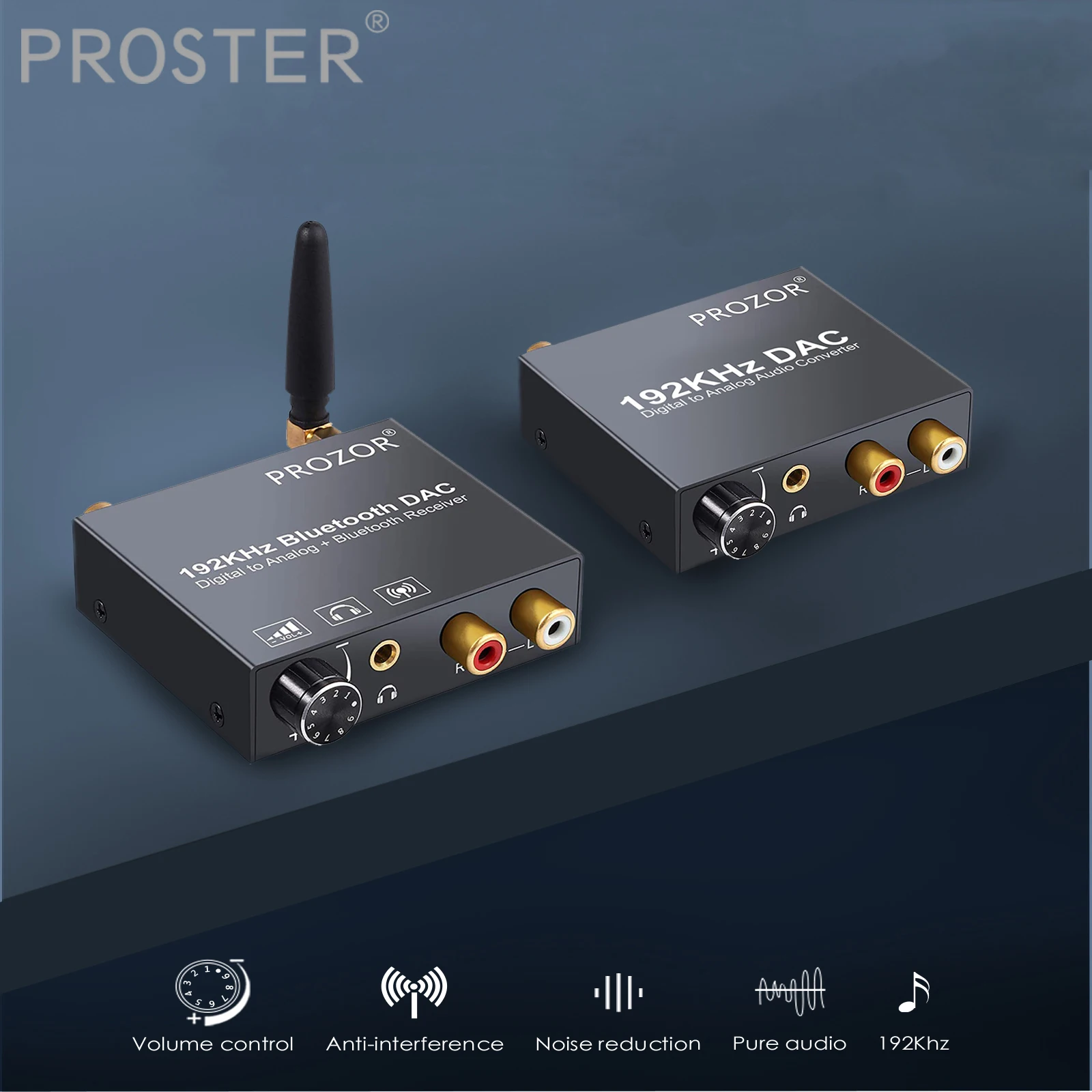 Comprar Proster Control de volumen DAC convertidor Digital óptico Coaxial Toslink a analógico RCA convertidor de Audio con receptor Bluetooth