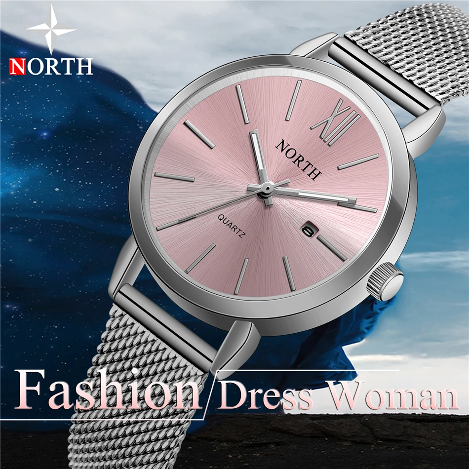 Reloj Mujer NORTH женские часы люксовый бренд кварцевые часы Женская мода платье Простые водонепроницаемые женские повседневные деловые часы