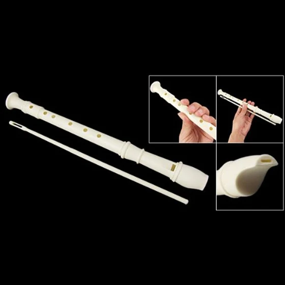 Пластиковый музыкальный инструмент 6 отверстий флейта Flageolet белый