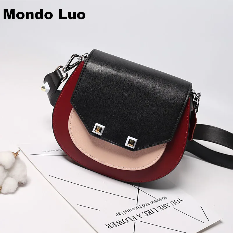 

Latest Design Women Genuine Leather Vintage Panelled Mini Shoulder Bag Fashion Colorful Monster Design Small Bag