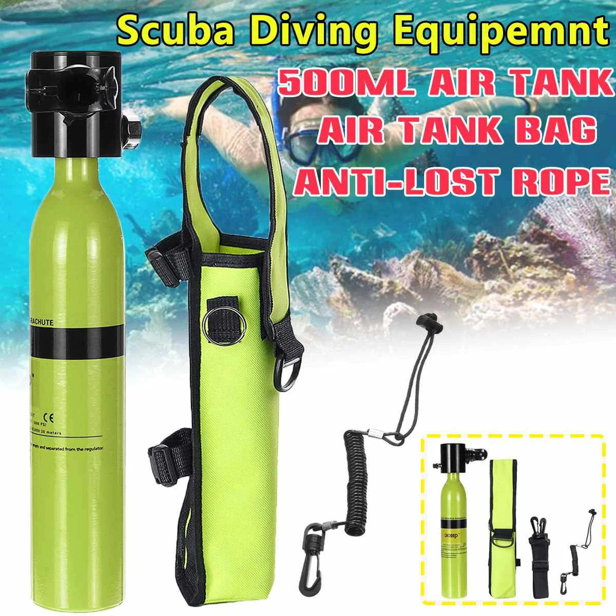 معدات غطس 0.5L البسيطة الغوص اسطوانة الأكسجين الهواء خزان اليد تعمل مضخة التنفس السباحة تحت الماء التنفس معدات غطس 0.5L البسيطة الغوص اسطوانة الأكسجين الهواء خزان اليد تعمل مضخة التنفس السباحة تحت الماء التنفس