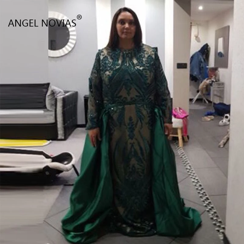 Plus Size Long Sleeve Green Evening Dresses 2019 Long Abendkleider 2018 Prom Party Dress Saudi Arabic robe de soiree Plus Size Long Sleeve Green Evening Dresses 2019 Long Abendkleider 2018 Prom Party Dress Saudi Arabic robe de soiree