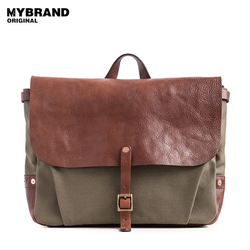 

MYBRANDORIGINAL messenger handbags men casual high quality canvas bag vintage leather bags fashion single shoulder bag male B139
