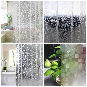 

PVC Shower Curtains With Free Hanging Hooks Waterproof Non-Toxic Shower Curtain Liner Bathroom Accessories Decor