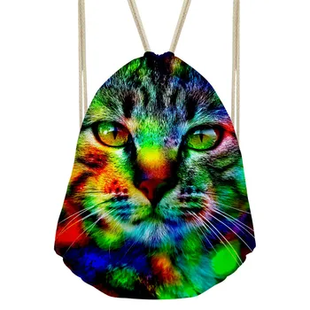 

ThiKin Camouflage Cute Cat Drawstring Bag Backpack Cool Unisex Men Women Travel Backbag College Student Kids Bagpack Light