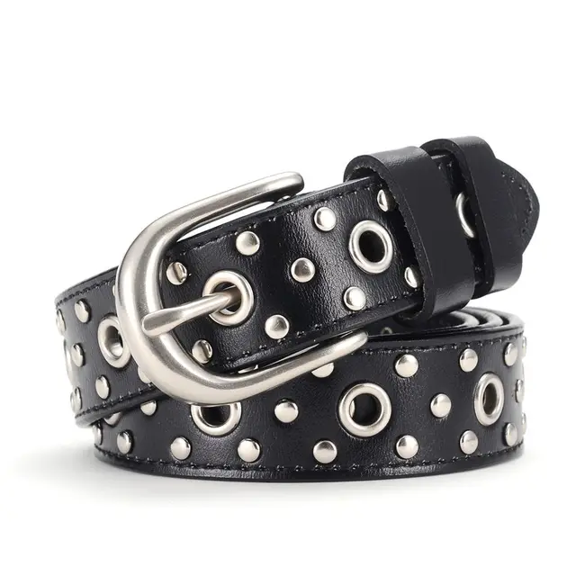 Women Perforated Belt Designer Leather Belts Women Belts Leather Female