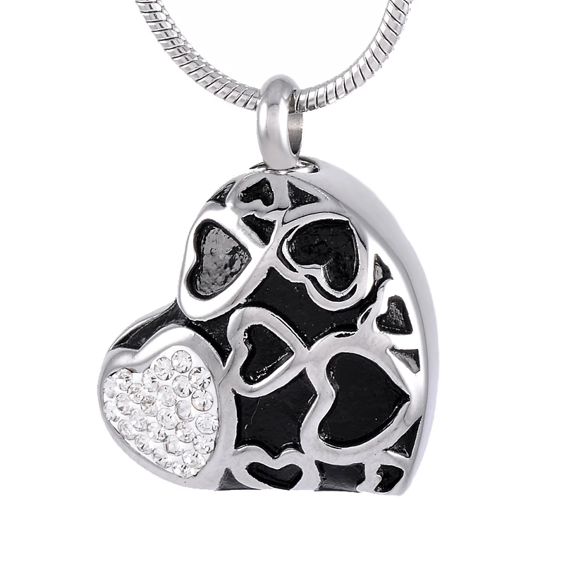 DJX8352 Full Heart Ashes Keepsake Cremation Jewelry with Crystal